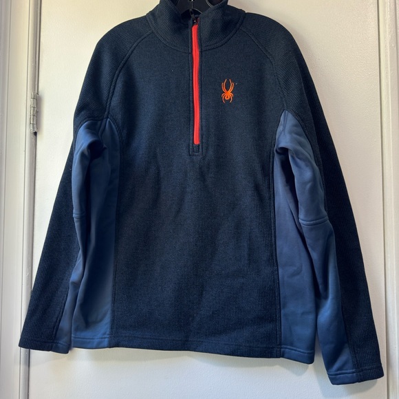 Spyder Men's Outbound 1/4 Zip Sweater Jacket Blue Orange Size L - Picture 4 of 14